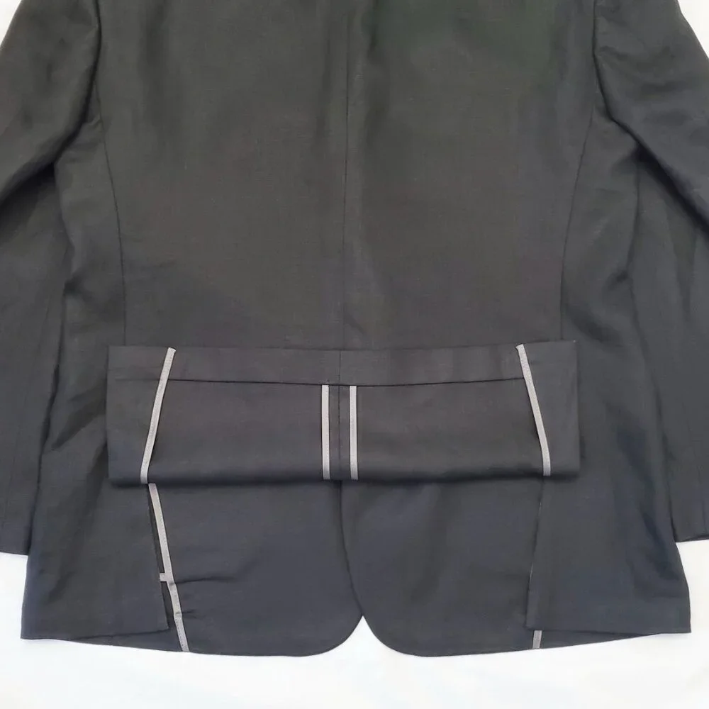 Haspel Frank Stella Mens Black 100% Linen Sport Coat Blazer Jacket 43R